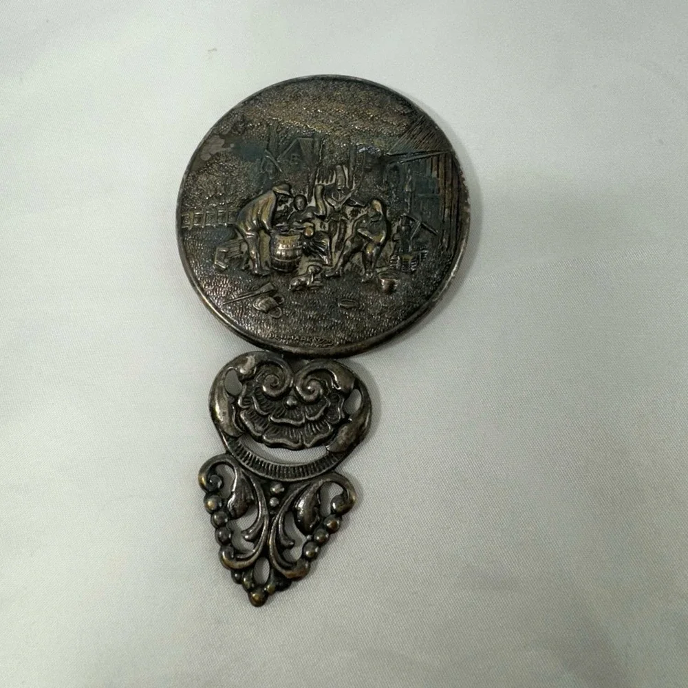 VTG Hans Jensen silver plate hand held mirror